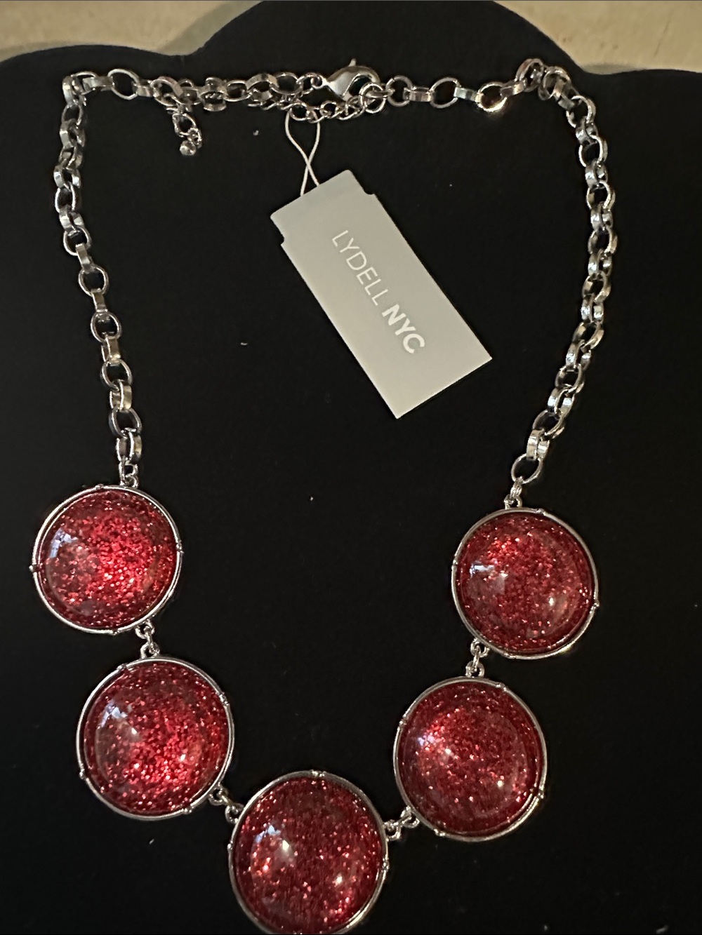 Lydell NYC Women's Deep Red Orb Necklace with Silver Chain